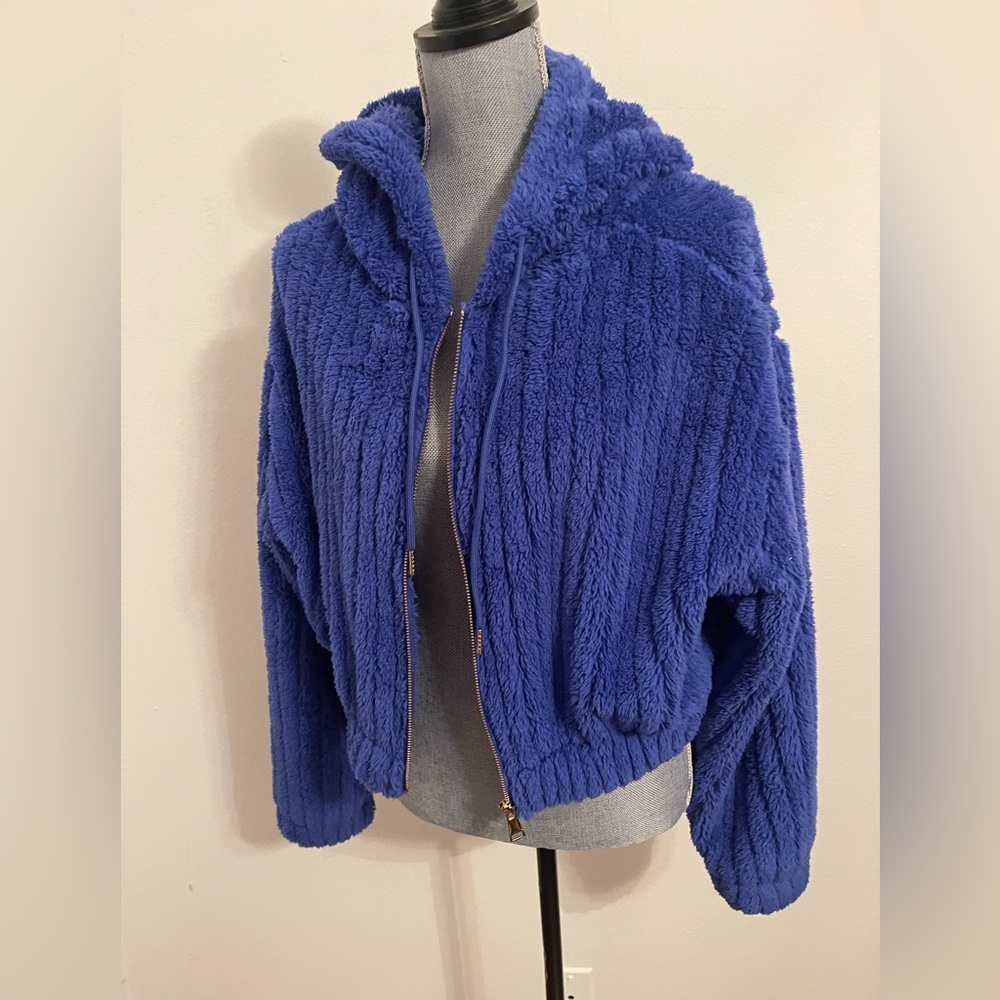Love Poem Blue Fuzzy Jacket . Size Medium